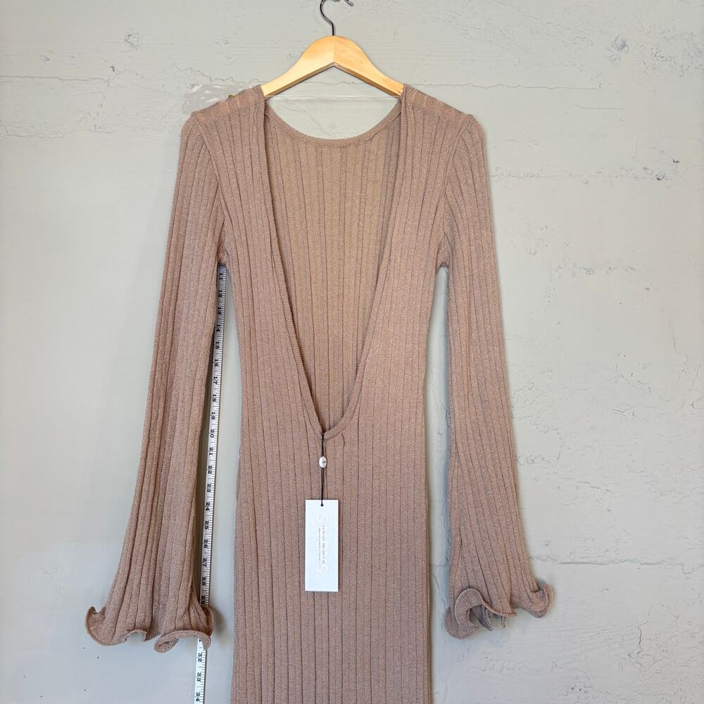 SNDYS REVOLVE Baha Long Sleeve Maxi Dress in Tan Women's Medium - Picture 4 of 10